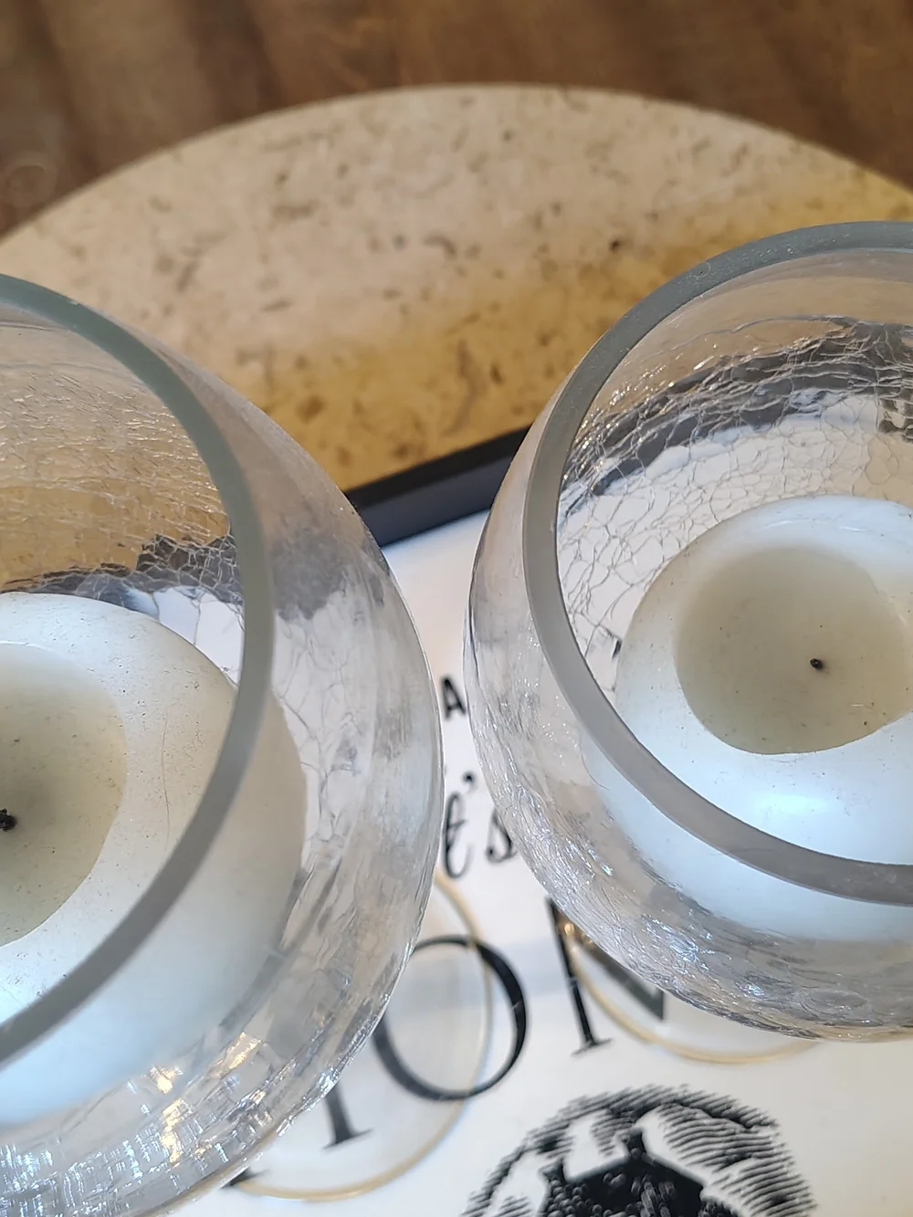 Clear Crackle Glass Hurricane Candle Holders - Home Accents